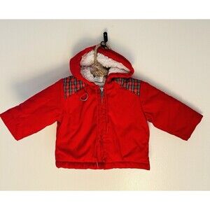 Vintage Be Mine Baby Winter Puffy Quilted Parka Red Plaid Ski Jacket Sz 12M